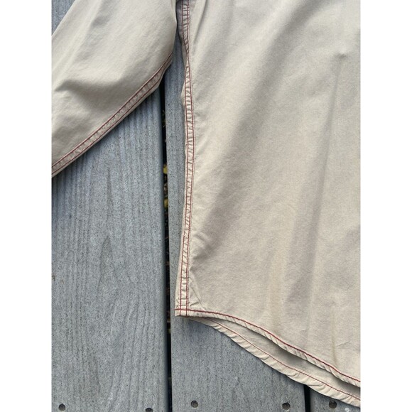 Zara Men’s XL Embroidered Paisley Dress Shirt Beige Cotton Contrast Cuff Turkey - Picture 3 of 16